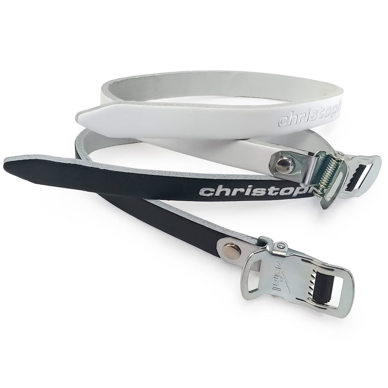 christophe pedal straps Zefal Christophe Leather Toe Straps – Gremlins Bicycle Emporium