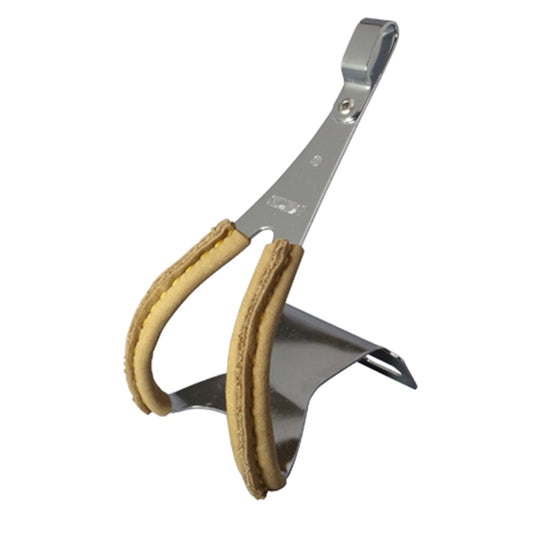 MKS Toe Clip Steel with Brown Leather